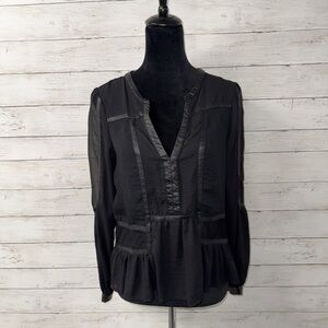 Dance & Marvel Leather Trim Top